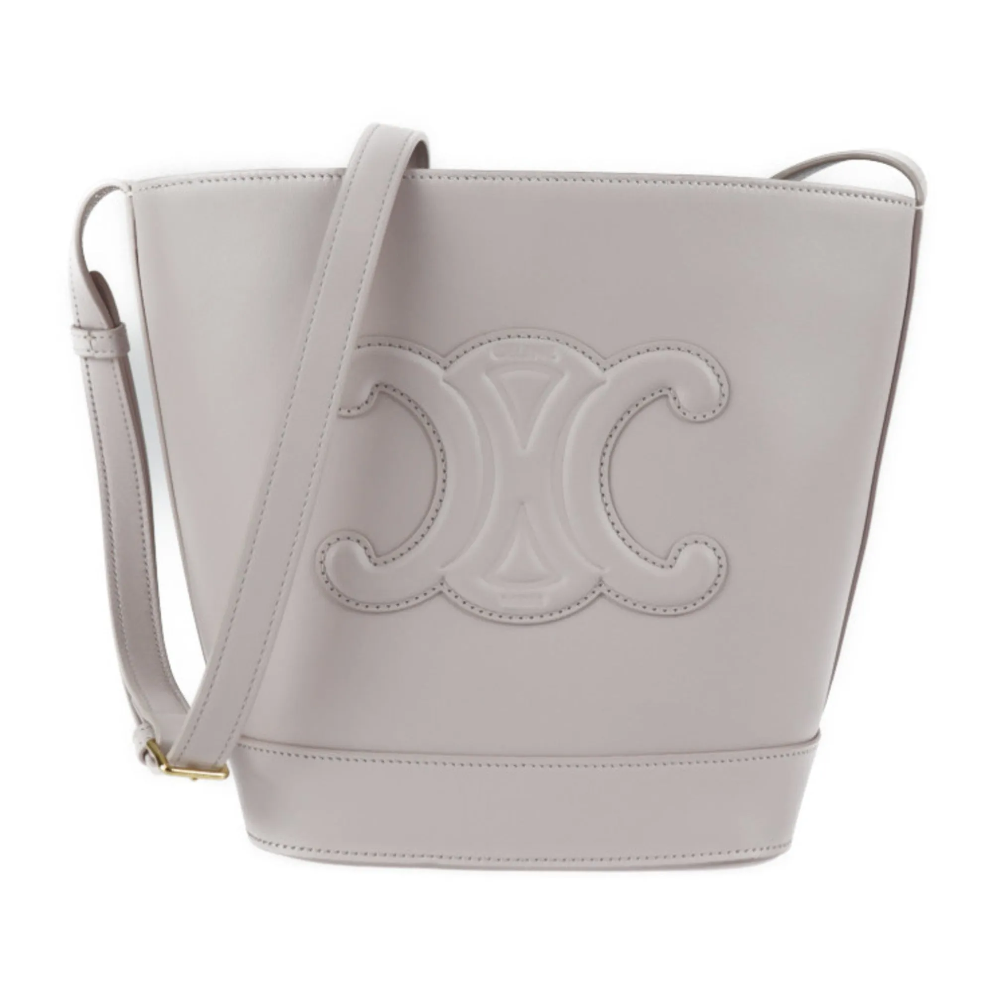 Celine Small Bucket Cuile Triomphe Shoulder Bag 198243DU3.24OU Calfskin POUDRE Pink Gold Hardware