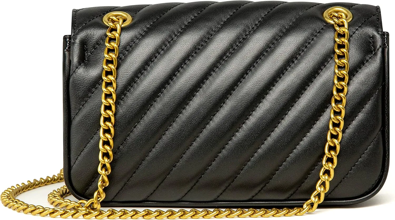 Chrysansmile Quilted Crossbody Bags Genuine Leather Purses for Women Trendy Medium Shoulder Bag with Chain