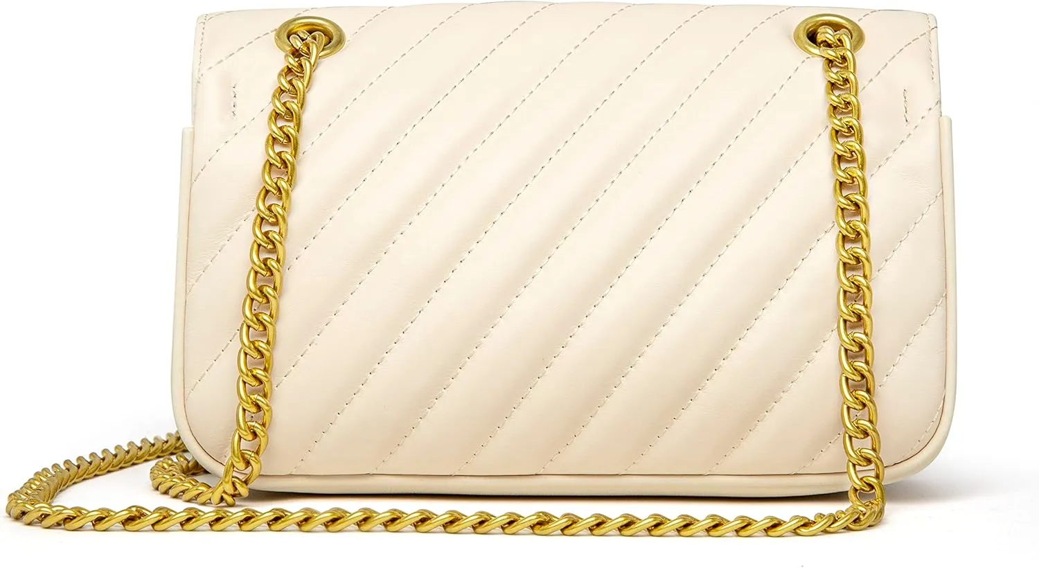 Chrysansmile Quilted Crossbody Bags Genuine Leather Purses for Women Trendy Medium Shoulder Bag with Chain