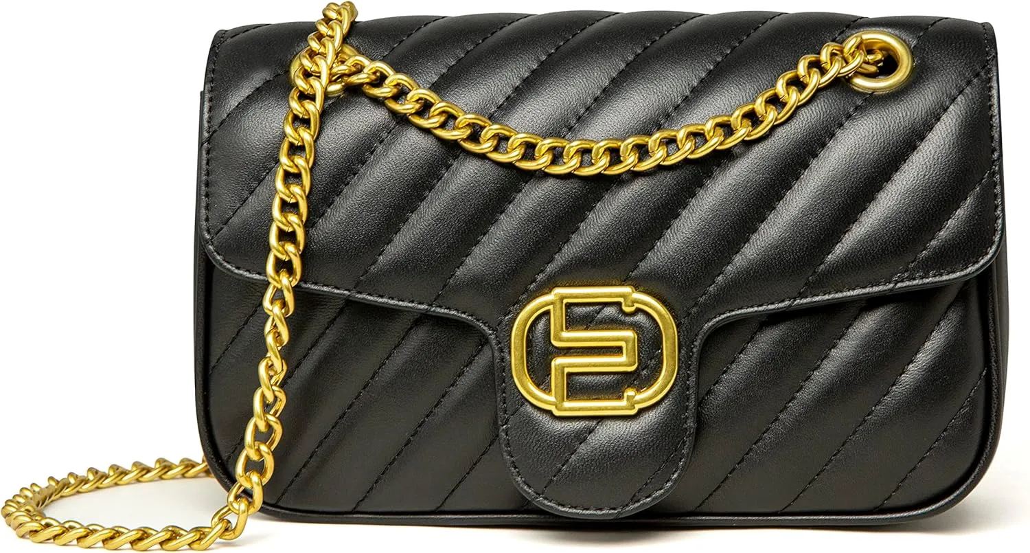 Chrysansmile Quilted Crossbody Bags Genuine Leather Purses for Women Trendy Medium Shoulder Bag with Chain
