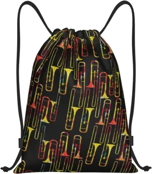 Drawstring BackPacks with Pocket Colorful Trombones Sports Gym Bag