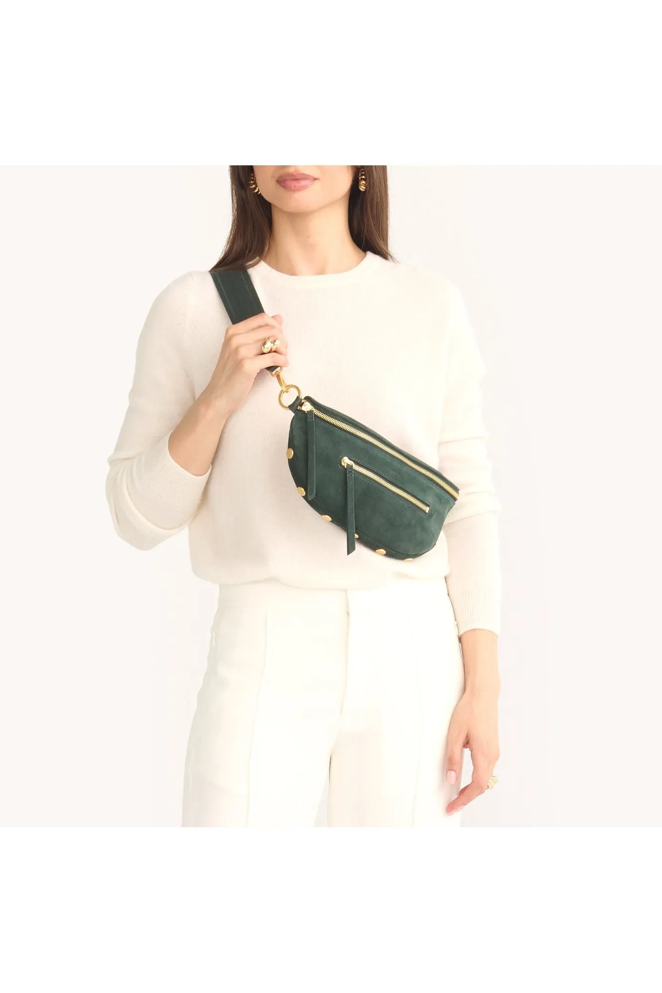 Hammitt Charles Medium Belt Bag 18065 | Green Room Suede