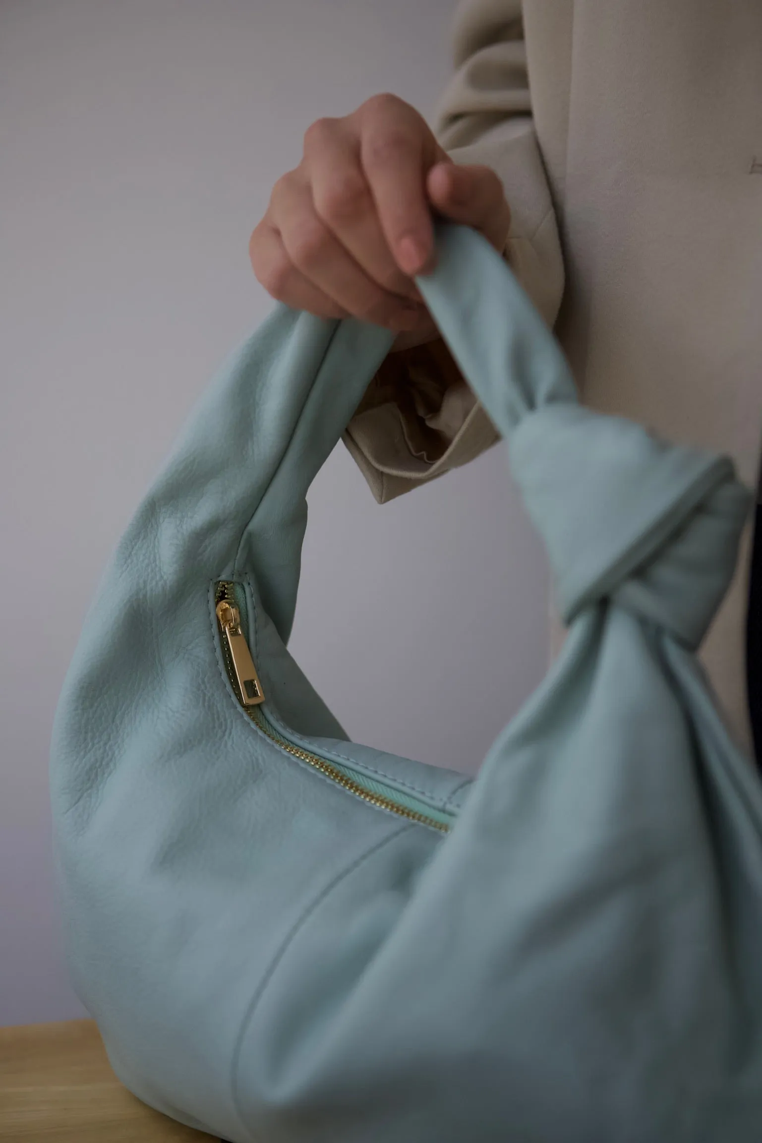 'Pompeii' Slouchy Smooth Leather Bag | Aqua
