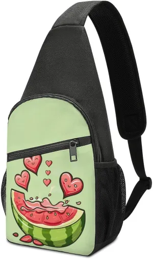 Watermelon Slice Melon Fruit Crossbody Bags for Women Men Sling Bag Bakpack Shoulder Bag Travel Hiking Daypack