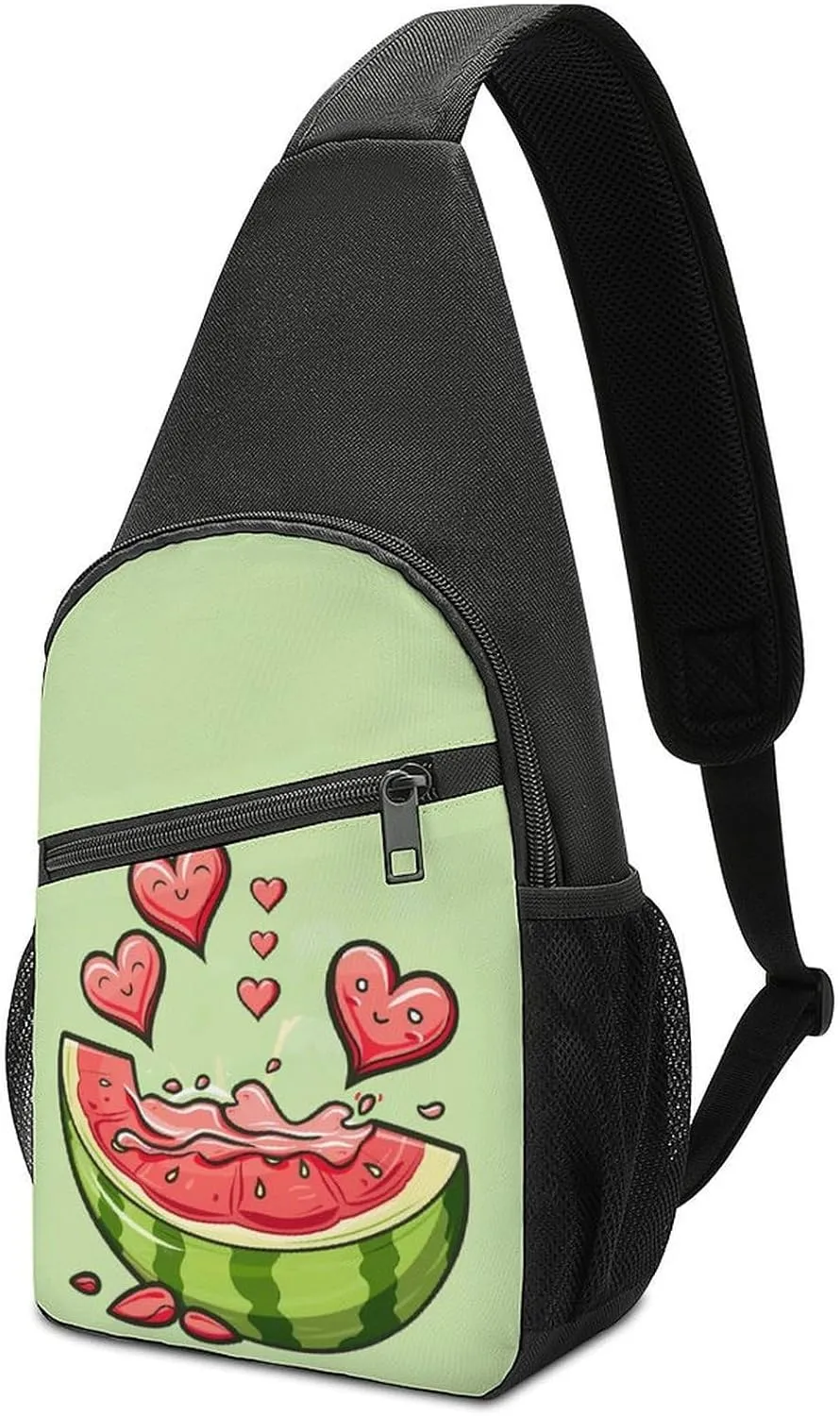 Watermelon Slice Melon Fruit Crossbody Bags for Women Men Sling Bag Bakpack Shoulder Bag Travel Hiking Daypack